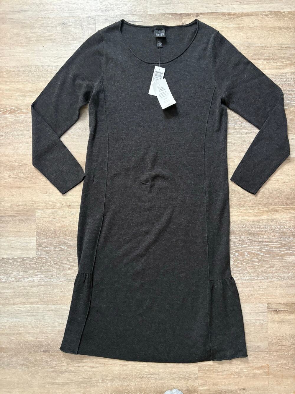 NWT Eileen Fisher 100% Merino Wool Flounce Hem Dress